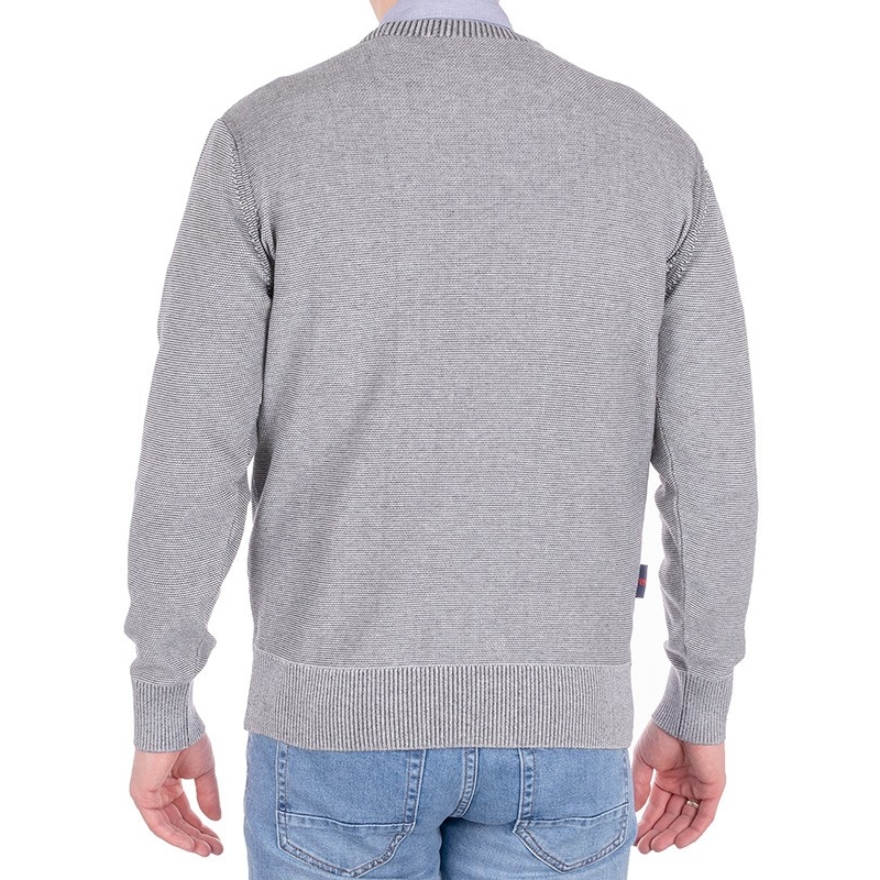 Szaro-popielaty sweter Pako Jeans Mono PP wełniany - dekolt okrągły