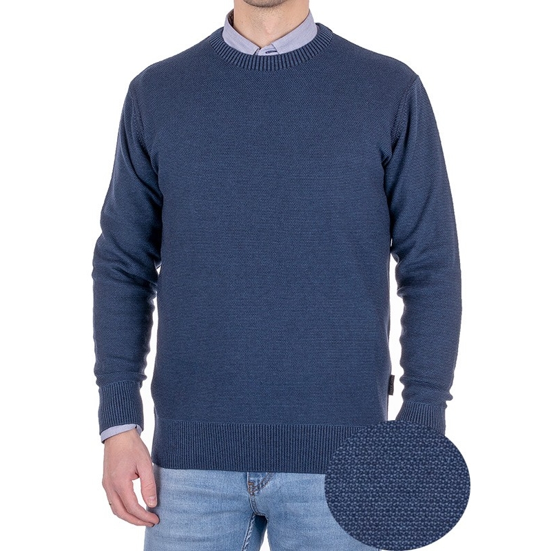 Granatowy sweter Pako Jeans Mono GR wełniany - dekolt okrągły