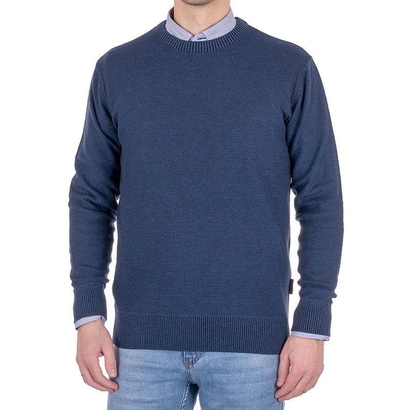 Granatowy sweter Pako Jeans Mono GR wełniany - dekolt okrągły