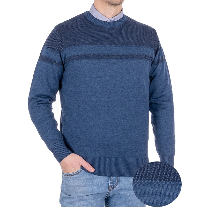 Sweter granatowy Pako Jeans Solid GR - zdobiony górą- regular