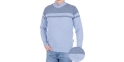 Błękitny sweter Pako Jeans Solid BŁ - zdobiony górą - regular