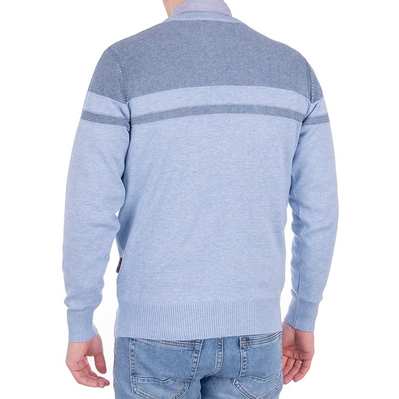 Błękitny sweter Pako Jeans Solid BŁ wełniany - zdobiony górą - regular