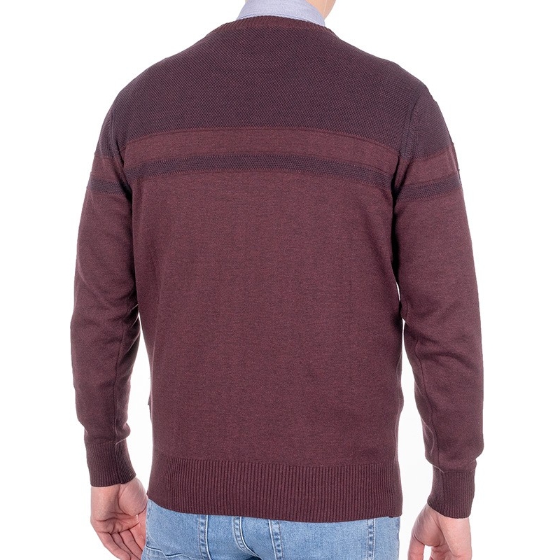 Bordowy sweter Pako Jeans Solid BD wełniany - zdobiony górą - regular