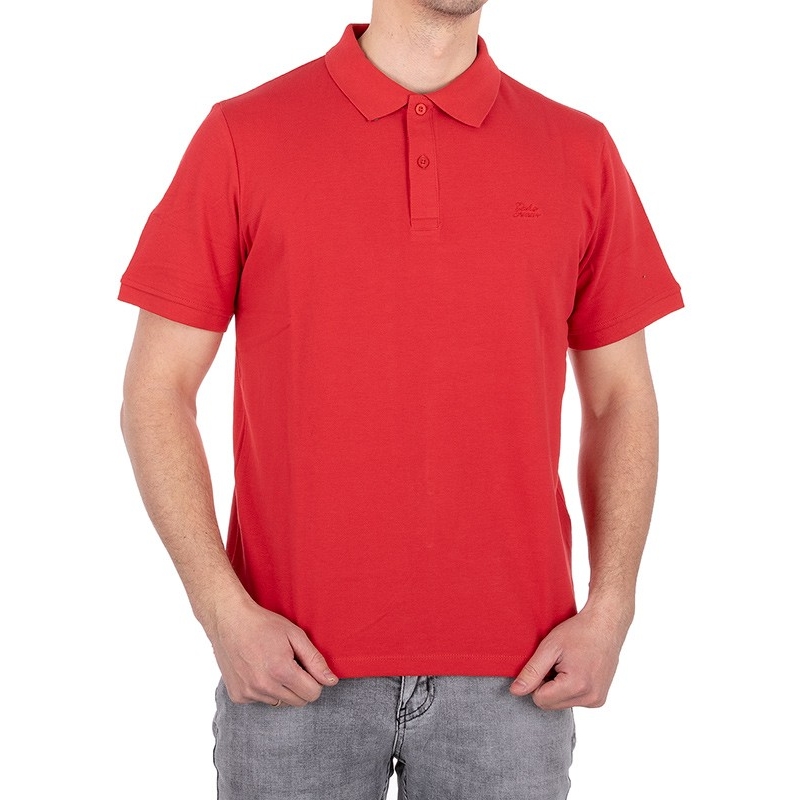 Gładka koszulka polo Pako Jeans T3M Polo Riviera CR koloru czerwonego