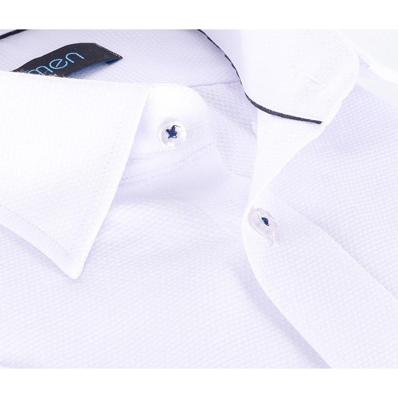 Biała koszula Comen z krótkim rękawem - materiał ze splotem oxford
