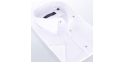 Biała bawełniana koszula Comen z kr. rękawem i obszyciem w trójkąciki