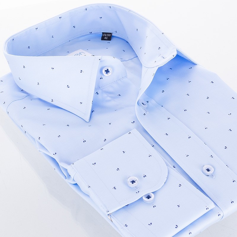 Błękitna koszula Comen z delikatnym granatowym wzorem - slim