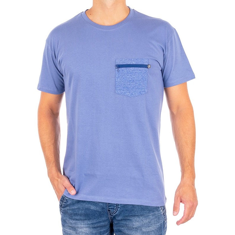 T-shirt Kings 750-101Z w kolorze jeansowym z jaśniejszą kieszenią