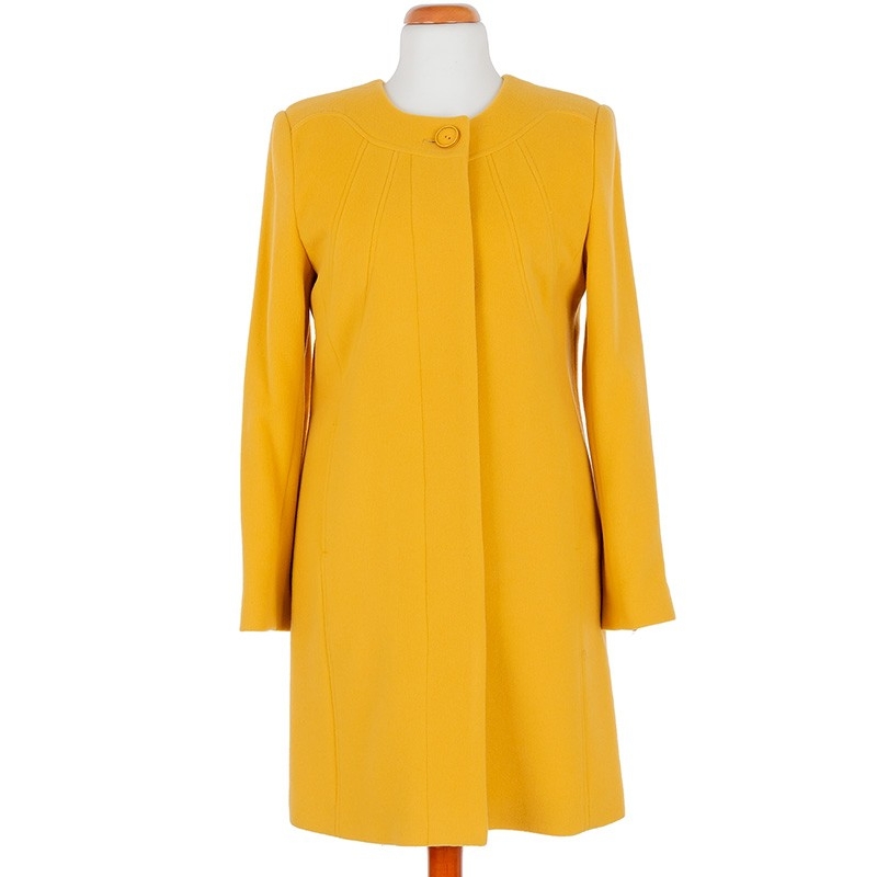 płaszcz damski wełniany Caro 070 żółty rozmiary 40 do 50
