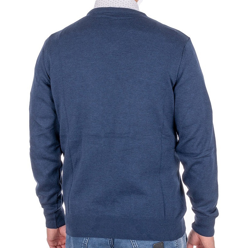 Sweter bawełniany Weens w serek kolor lacivert - jasny granat melanż