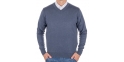 Sweter wełniany Trikko w szpic kolor havaci jeansowy M L XL 2XL 3XL