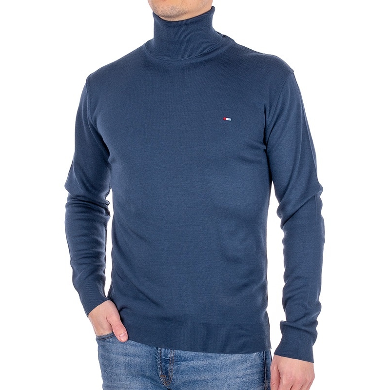 Niebiesko-jeansowy wywijany golf męski Goldfinger roz. M L XL 2XL 3XL