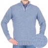 Błękitny sweter z krótkim zamkiem Pako Jeans ZIPP BŁ wełniany M-3XL