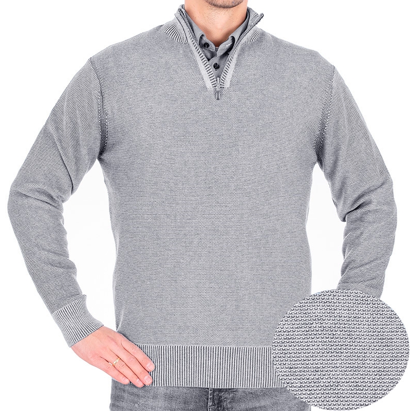 Popielaty sweter z krótkim zamkiem Pako Jeans ZIPP PP wełniany M-3XL