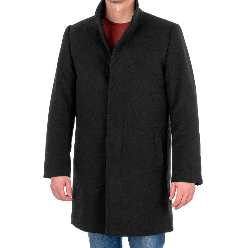 Czarny wełniany płaszcz męski Racmen model 2722