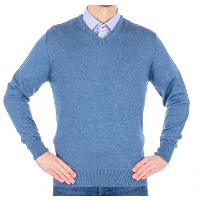 Sweter bawełniany Weens w serek kolor M.Mavi - niebieski L XL 2XL 3XL