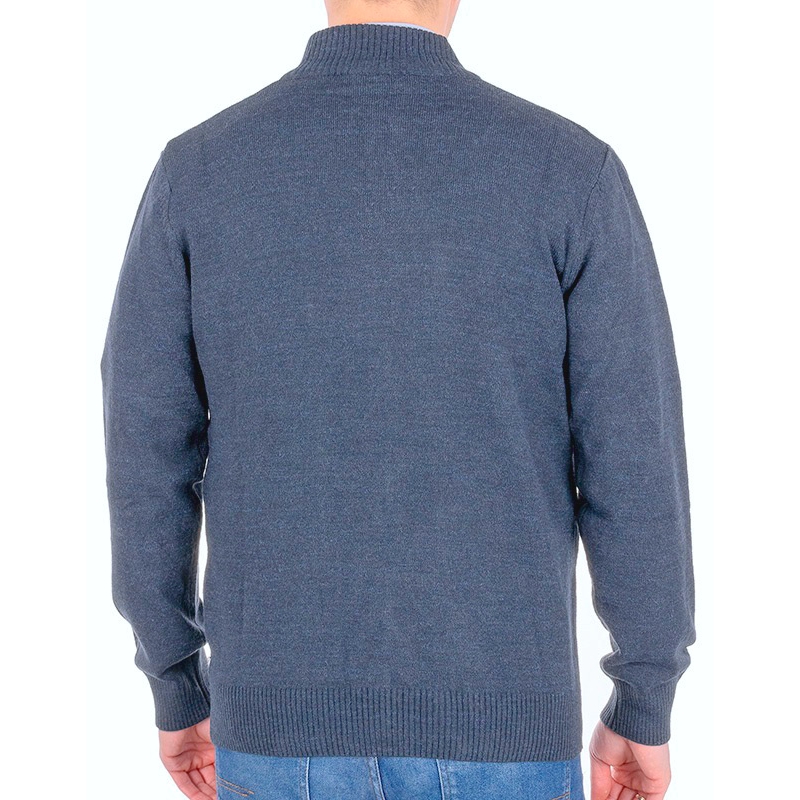 Jeansowy wełniany sweter rozpinany Weens WS5444 - lekko zdobiony górą