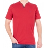 Czerwony t-shirt w serek z krótkim rękawem Pako Jeans Solder CR