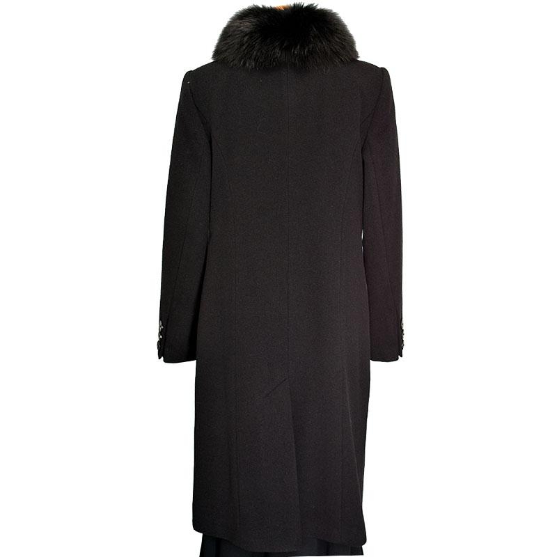 płaszcz damski z lisem Caro Fashion Studio 089 czarny